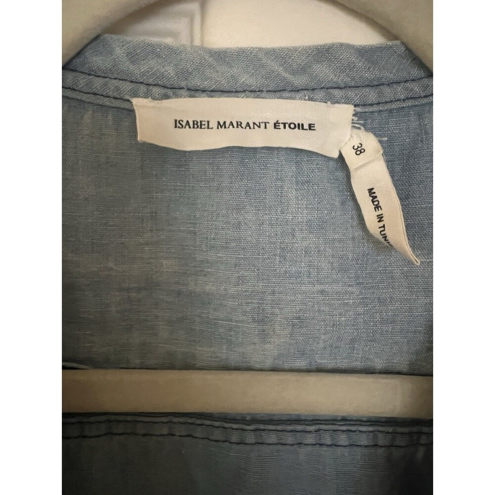 Isabel Marant Etoile Denim Mini Dress 38 M Coquette Utility Indie Cotton Linen - Picture 5 of 6